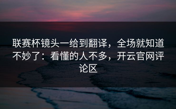 联赛杯镜头一给到翻译，全场就知道不妙了：看懂的人不多，开云官网评论区
