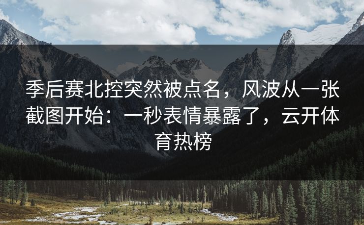 季后赛北控突然被点名,风波从一张截图开始:一秒表情暴露了,云开体育热榜 季后赛北控突然被点名,风波从一张截图开始:一秒表情暴露了,云开体育热榜
