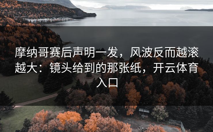 摩纳哥赛后声明一发，风波反而越滚越大：镜头给到的那张纸，开云体育入口