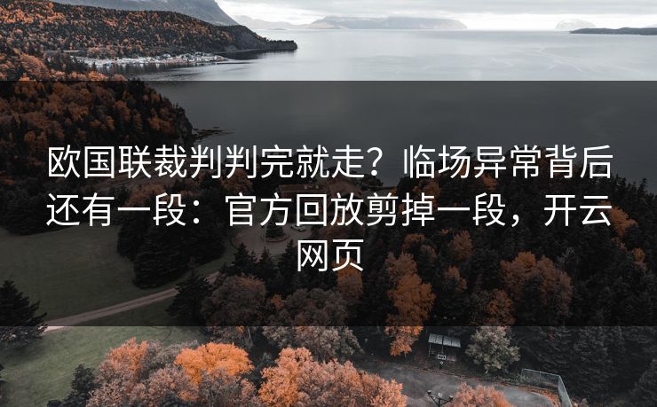 欧国联裁判判完就走？临场异常背后还有一段：官方回放剪掉一段，开云网页