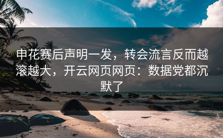 申花赛后声明一发，转会流言反而越滚越大，开云网页网页：数据党都沉默了