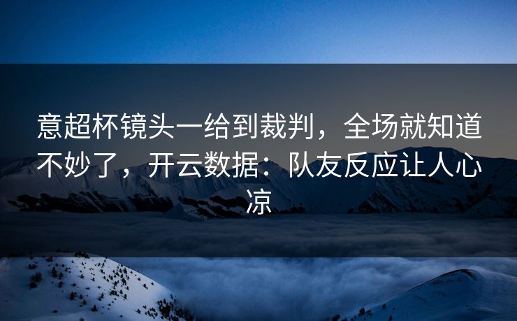 意超杯镜头一给到裁判，全场就知道不妙了，开云数据：队友反应让人心凉
