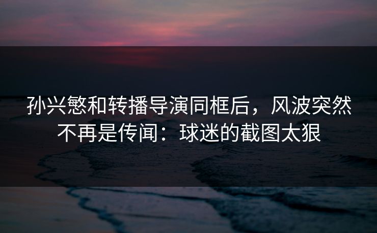 孙兴慜和转播导演同框后，风波突然不再是传闻：球迷的截图太狠